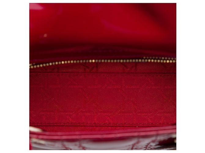 Dior Red Mini Patent Cannage Lady Dior Rosso Bordò - vista 4