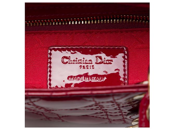 Dior Red Mini Patent Cannage Lady Dior Rosso Bordò - vista 5