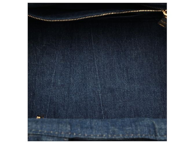 Borsa Tote Prada Blue Large Denim Canapa Logo - vista 4