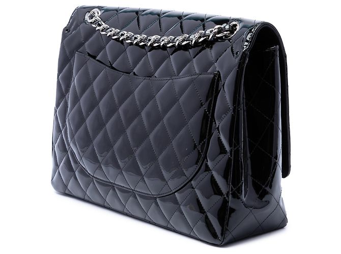 Chanel Black Maxi Classic Patent Single Flap Nero - vista 2