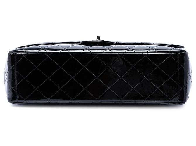 Chanel Black Maxi Classic Patent Single Flap Nero - vista 3