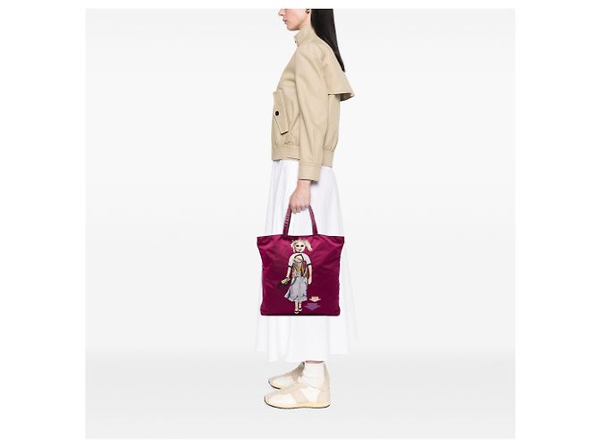Borsa Tote Prada Purple Tessuto Robot Doll Porpora - vista 6