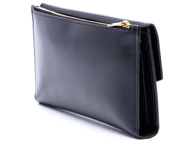 Clutch Uptown Monogramma in pelle di vitello liscia e lucida nera Saint Laurent Nero - vista 2