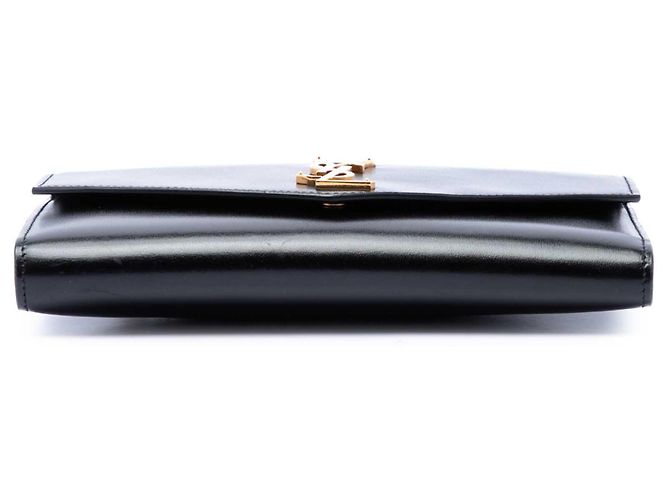 Clutch Uptown Monogramma in pelle di vitello liscia e lucida nera Saint Laurent Nero - vista 3