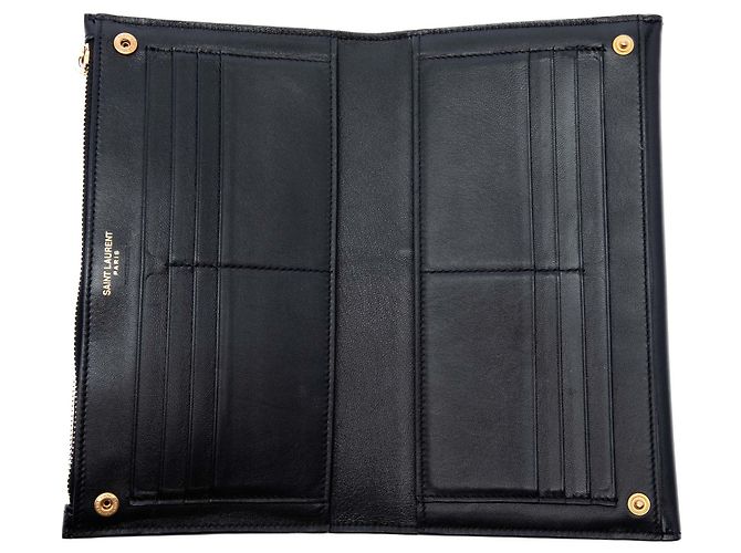 Clutch Uptown Monogramma in pelle di vitello liscia e lucida nera Saint Laurent Nero - vista 4