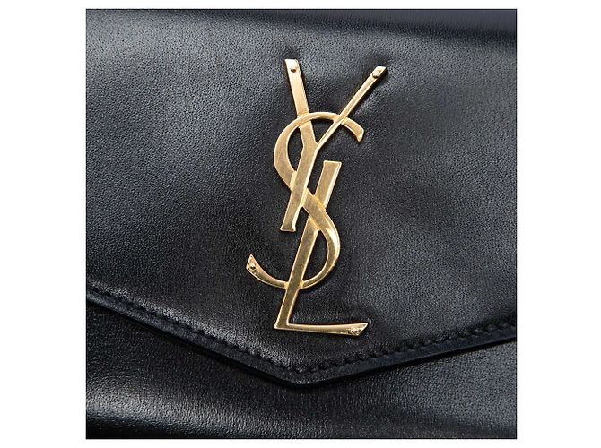 Clutch Uptown Monogramma in pelle di vitello liscia e lucida nera Saint Laurent Nero - vista 5