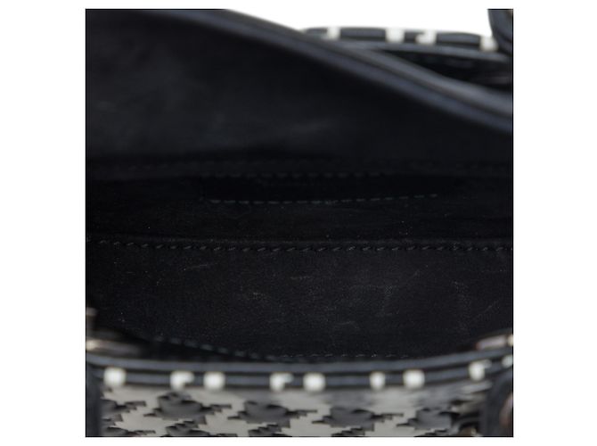 Dior Macro Lady Dior aus schwarzem Micro-Kalbsleder mit geprägtem Hahnentritt-Muster - Ansicht 4