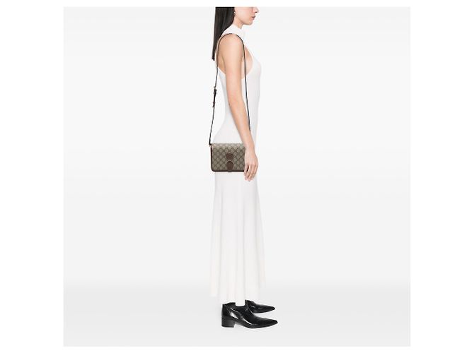 Gucci Mini Borsa a Tracolla GG Supreme Interlocking G Beige - vista 6