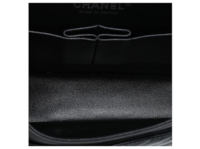 Chanel Black Medium Classic Chevron Patent So Black Double Flap Nero - vista 4