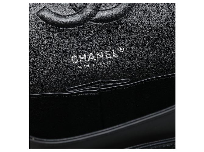 Chanel Black Medium Classic Chevron Patent So Black Double Flap Nero - vista 5