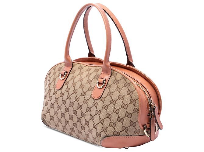 Borsa Satchel Gucci in tela GG beige con Heart Bit - vista 2
