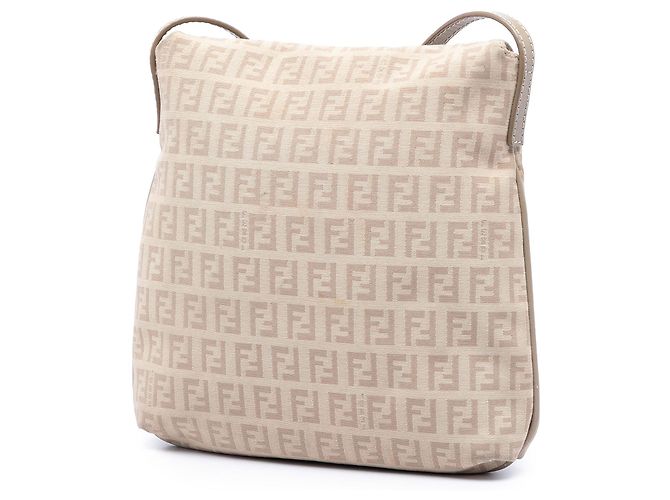 Borsa a tracolla Fendi Brown Zucchino Canvas Marrone Beige - vista 2