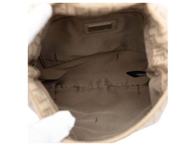 Borsa a tracolla Fendi Brown Zucchino Canvas Marrone Beige - vista 4