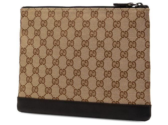 Clutch Gucci in tela GG beige - vista 2