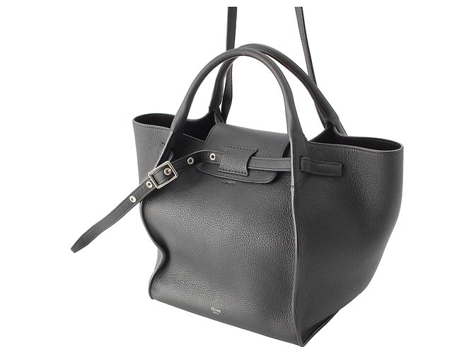 Céline Celine Big Bag Medium in pelle di vitello grana naturale morbida nera Nero - vista 3