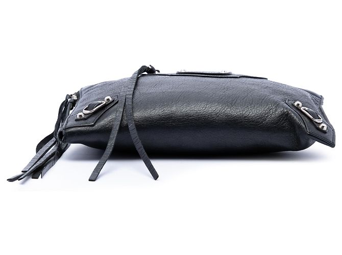 Clutch piatta classica Motocross Balenciaga in nappa nera - vista 3