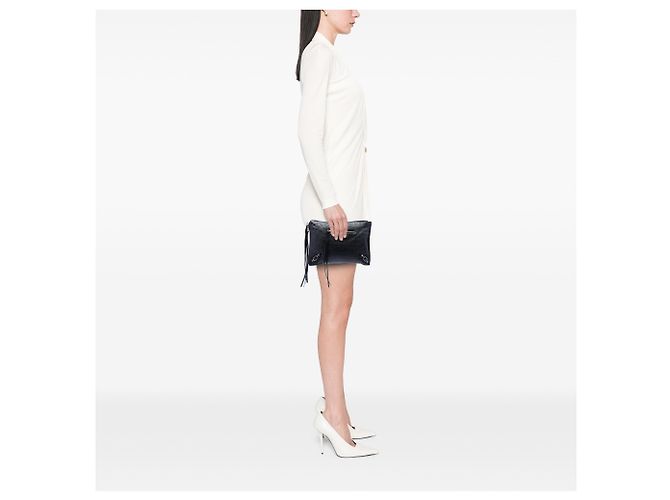 Clutch piatta classica Motocross Balenciaga in nappa nera - vista 6