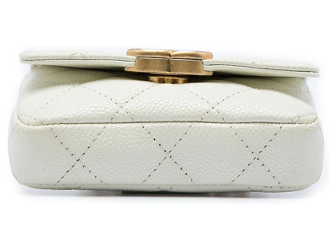 Borsa cintura a catena Chanel Melody in pelle caviar matelassé bianca - vista 3