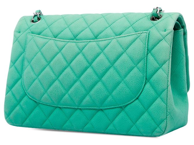Chanel Green Jumbo Classic Caviar Double Flap Verde Verde chiaro - vista 2