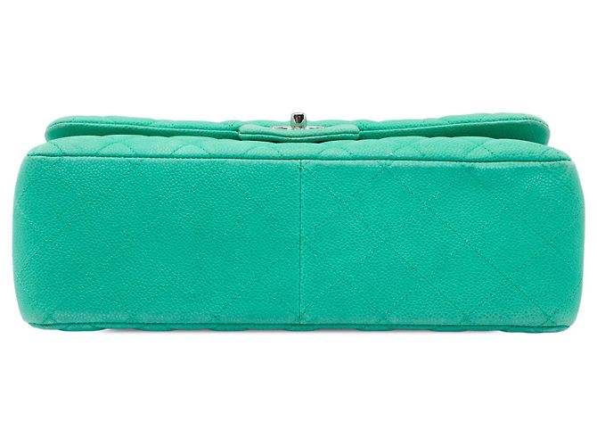 Chanel Green Jumbo Classic Caviar Double Flap Verde Verde chiaro - vista 3