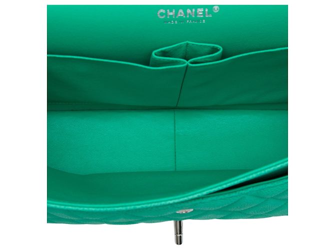 Chanel Green Jumbo Classic Caviar Double Flap Verde Verde chiaro - vista 4
