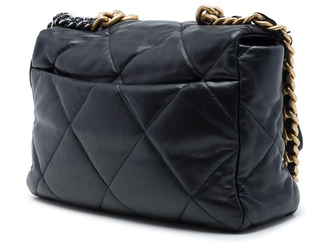 Chanel 19 Flap Large in Pelle di Agnello Nera Nero - vista 2