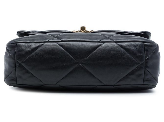 Chanel 19 Flap Large in Pelle di Agnello Nera Nero - vista 3