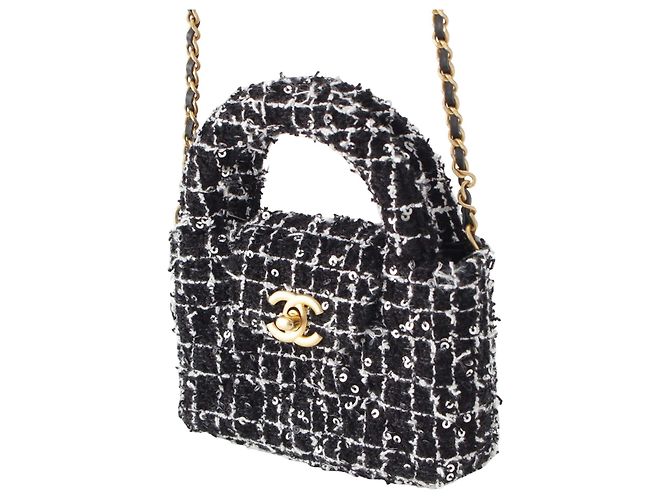Clutch Chanel Nano Tweed Kelly Clutch on Chain Nera Nero - vista 13