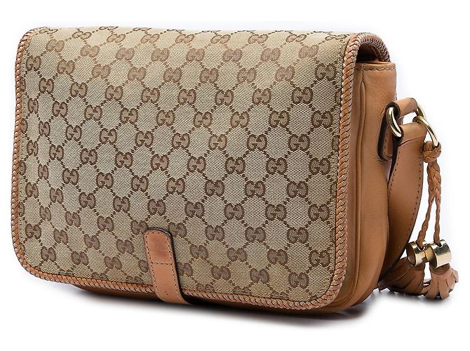 Borsa a tracolla Gucci Marrakech in tela GG beige - vista 2