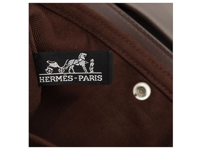 Hermès Brown Toile and Swift Valparaiso Long MM Marrone - vista 5