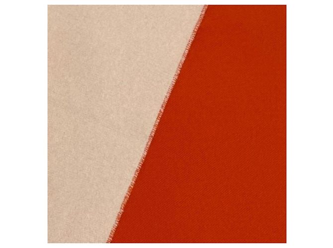 Hermès HERMES Stola Casaque Bicolor con Frange 100% Cashmere Beige Arancione - vista 7