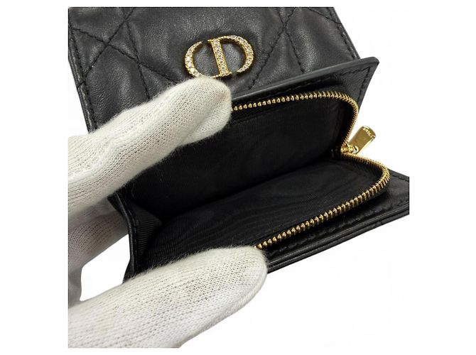 Cartera tri-fold de piel negra Christian Dior Negro - vista 7