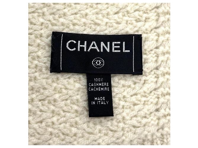 Chanel Cashmere Strick-Stola mit Coco Mark Schwarz Roh - Ansicht 6