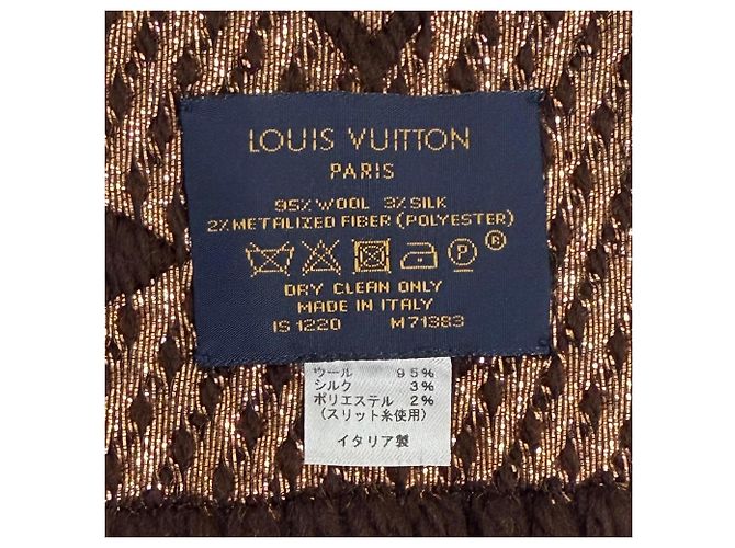 Stola Louis Vuitton in lana, seta e poliestere marrone - vista 5