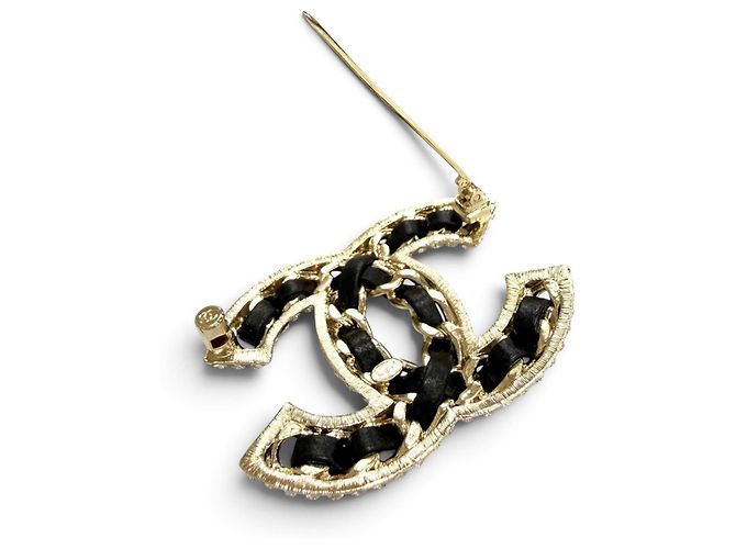 Spilla Chanel in pelle nera Nero - vista 4
