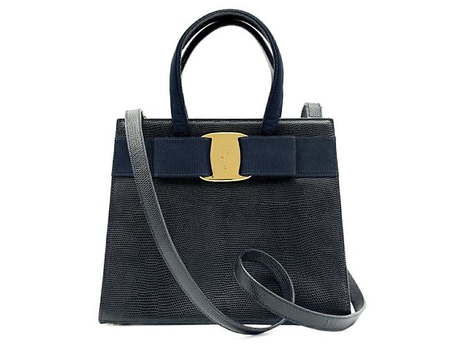 Borsa a mano in pelle 2-Way Salvatore Ferragamo Vara Nero - vista 2
