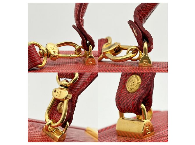 Borsa a tracolla Fendi in pelle rossa Rosso - vista 10