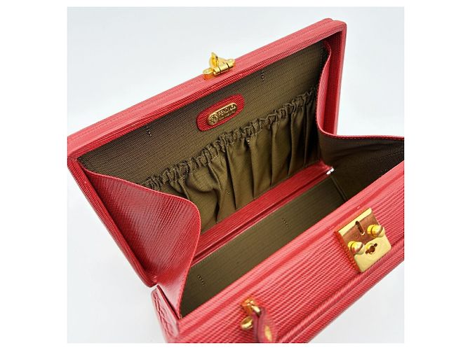 Borsa a tracolla Fendi in pelle rossa Rosso - vista 17