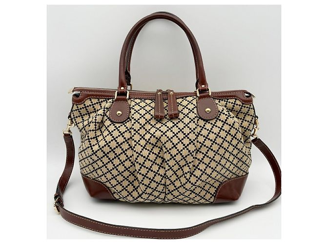 Borsa a tracolla Gucci Diamante Sukey Marrone Beige - vista 2