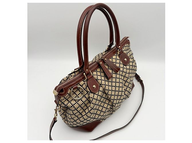 Borsa a tracolla Gucci Diamante Sukey Marrone Beige - vista 3