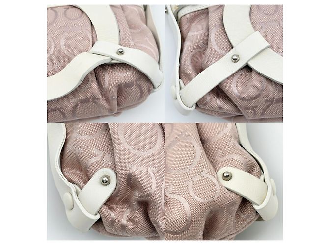 Borsa a tracolla Salvatore Ferragamo Gancini Rosa Bianco - vista 11