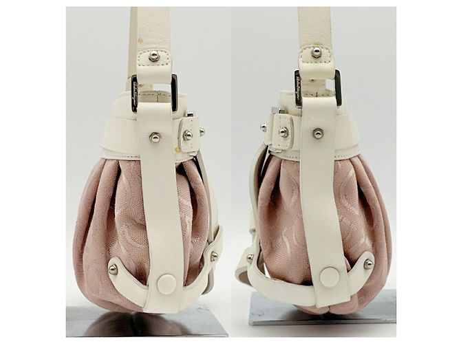 Borsa a tracolla Salvatore Ferragamo Gancini Rosa Bianco - vista 6