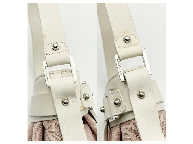 Borsa a tracolla Salvatore Ferragamo Gancini Rosa Bianco - vista 8