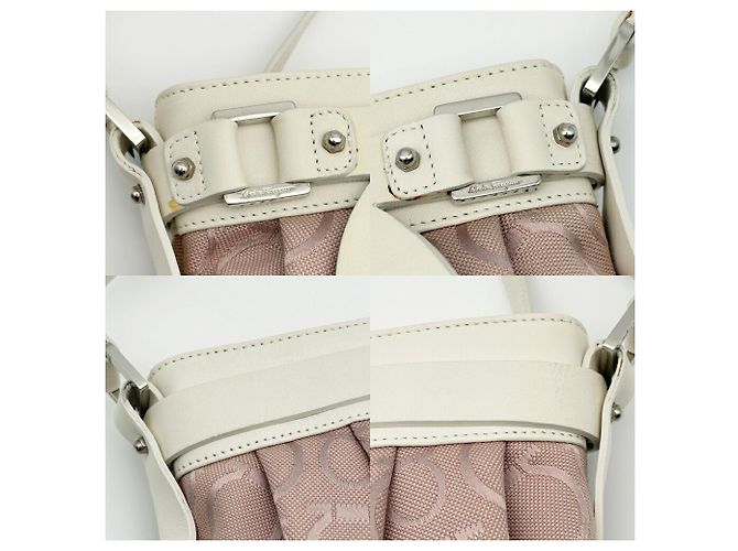 Borsa a tracolla Salvatore Ferragamo Gancini Rosa Bianco - vista 9