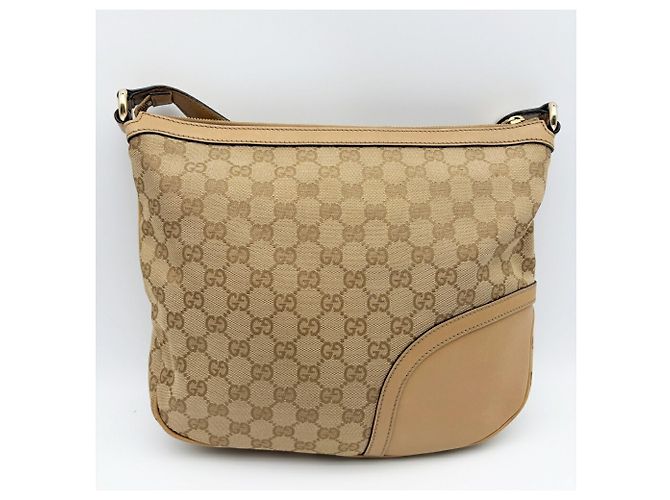 Borsa a tracolla in tela Gucci Marrone Beige - vista 3