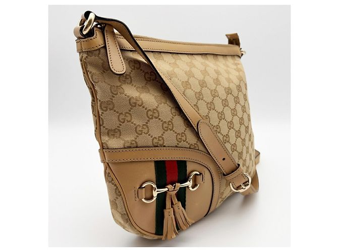 Borsa a tracolla in tela Gucci Marrone Beige - vista 4