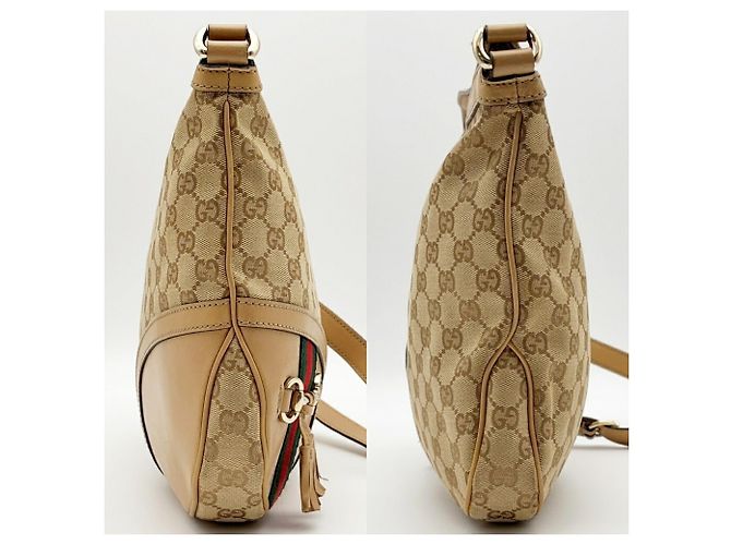 Borsa a tracolla in tela Gucci Marrone Beige - vista 5