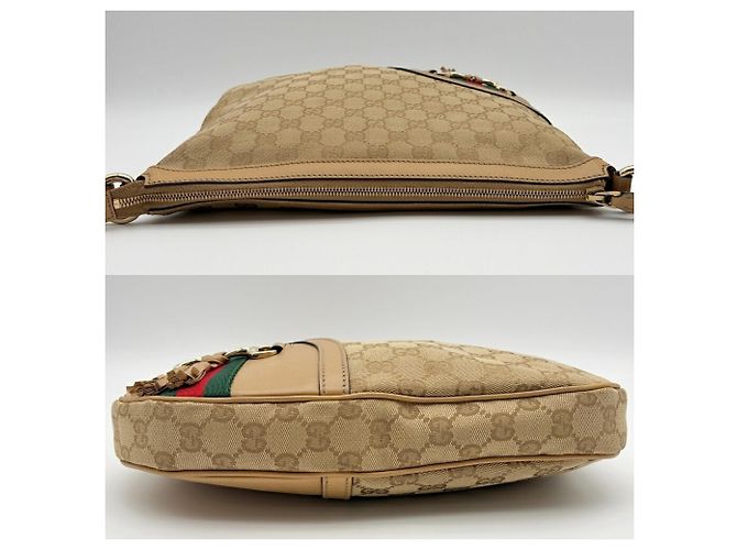 Borsa a tracolla in tela Gucci Marrone Beige - vista 6