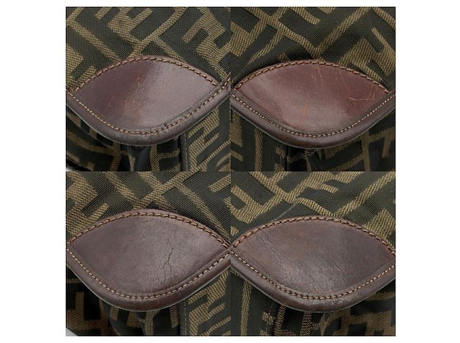Fendi Zucca Tote Bag Braun Leder und Canvas - Ansicht 13