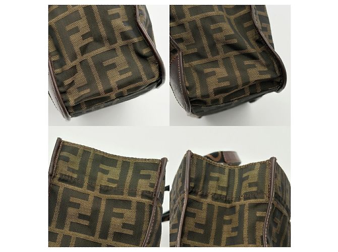Fendi Zucca Tote Bag Braun Leder und Canvas - Ansicht 14